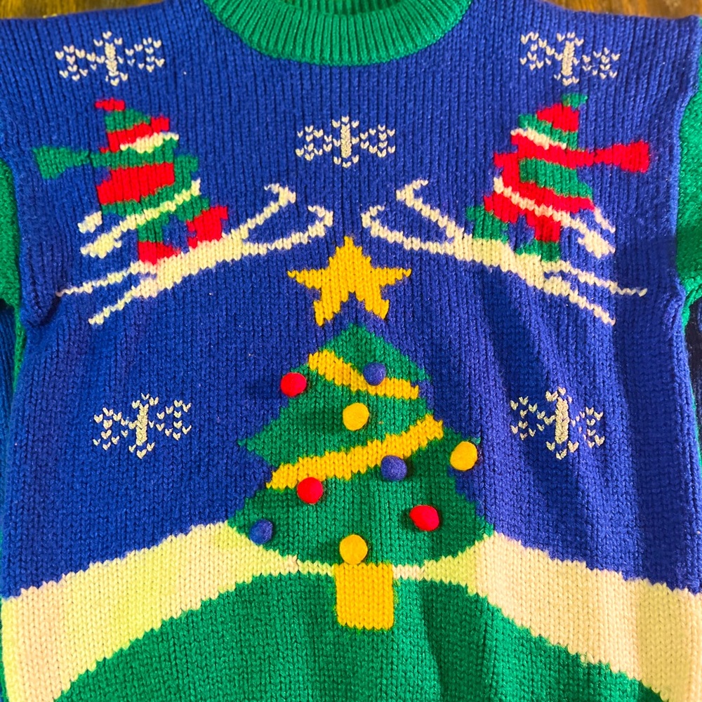 Vintage 80's Holiday Christmas Sweaters Ski Season Size S and M Matching Party